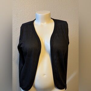 Sheer Ribbed Textured Open Front Cardigan Size 2X